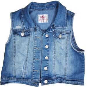 Justice Distressed Raw Edged Denim Vest Size 16/18